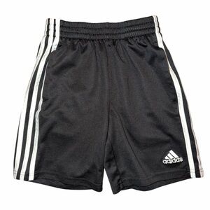 Adidas Athletic Shorts Boys Size Small (8) Black With White Stripes And Pockets